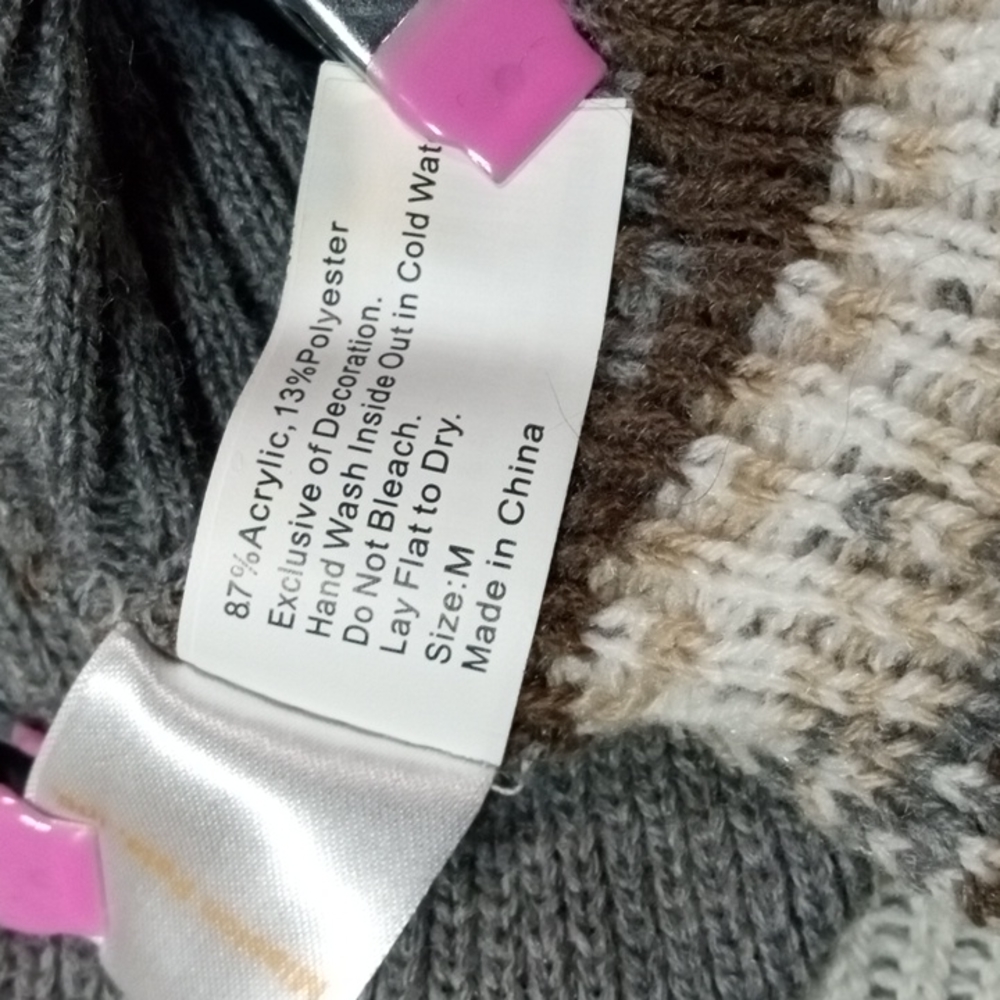 🐶 Simply Dog Sweater WOOF Gray White Tan Brown Knit Pet Outfit Size Medium - Picture 5 of 8